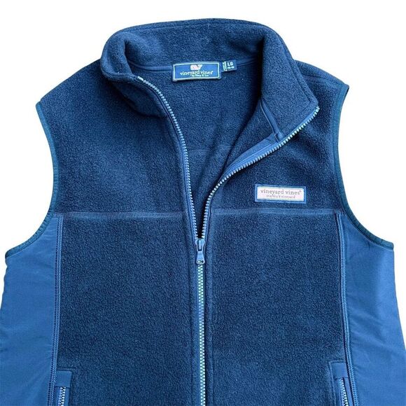 Vineyard Vines Boys' Harbor Fleece Vest Blue Size L Full-Zip Casual Large 16-18 - Picture 4 of 10
